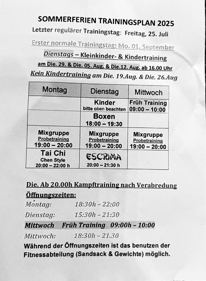 ☀️ Sommerferien Trainingsplan 2025
